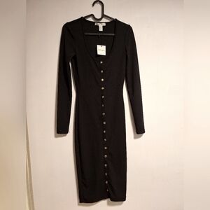 REVAMPED women’s snap down midi long sleeve Dress.